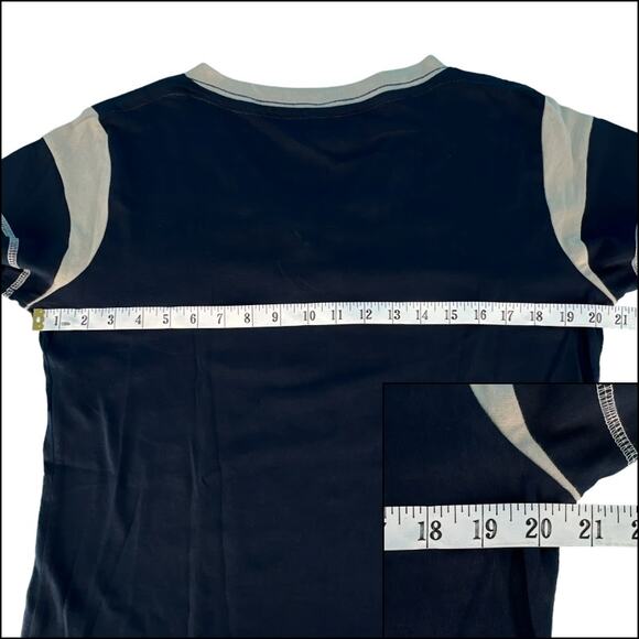 LAT Ladies Game Day Lace-Up Short Sleeve Tee Shirt Sze Large Blue Titanium White - Picture 9 of 11